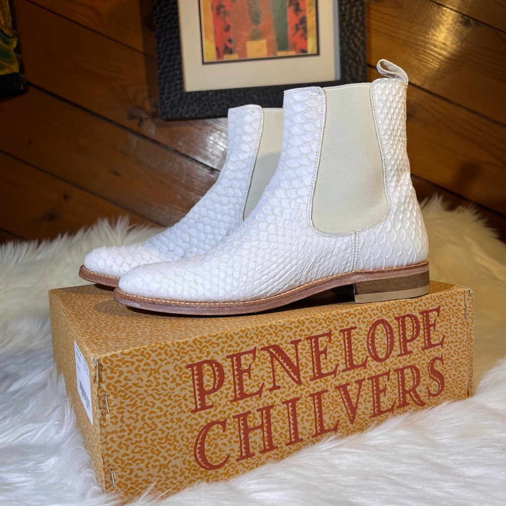 Penelope Chilvers White Python Textured Ankle Boo… - image 6